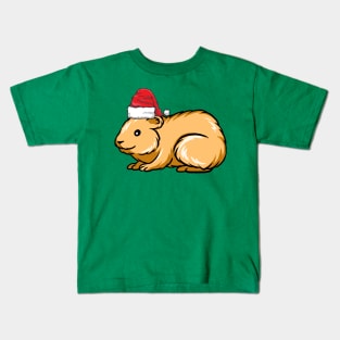 Santa Hat-Wearing Hamster Funny Christmas Holiday Kids T-Shirt